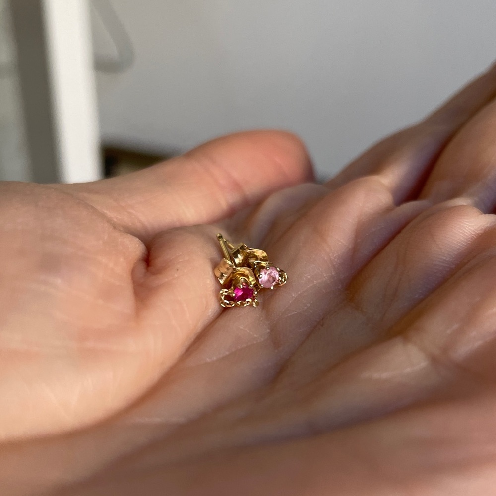 Double Pink Sapphire Draped Earring - Picture 6 of 6